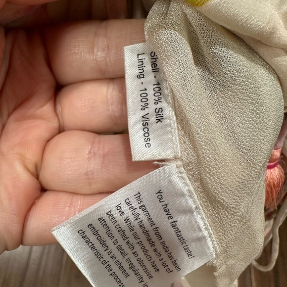 Rococo Sand 100% silk Floral Pink and Cream Dress size Large $686 BNWT - Picture 11 of 11